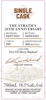 Benromach, Single Cask - Sherry Hogshead #395, 2011