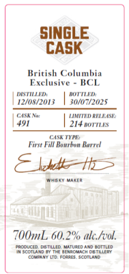Benromach, Single Cask - Bourbon Barrel #491, 2013
