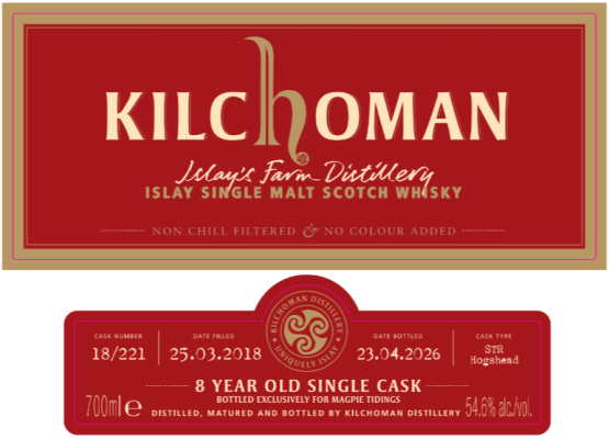 Kilchoman, Single Cask 18/221 Magpie Tidings