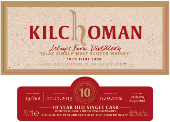 Kilchoman, Single Cask 15/768 Canadian Prairies