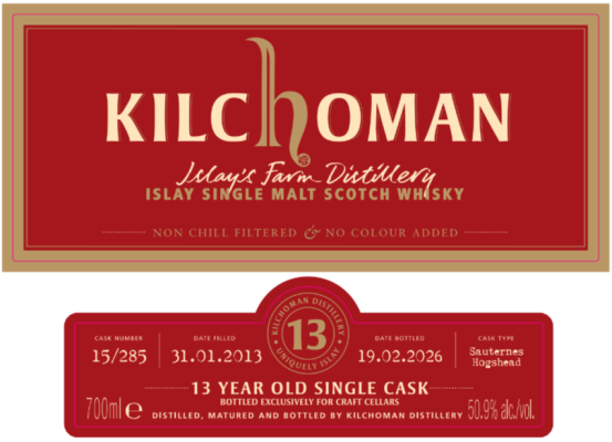 Kilchoman, Single Cask 13/41 Craft Cellars